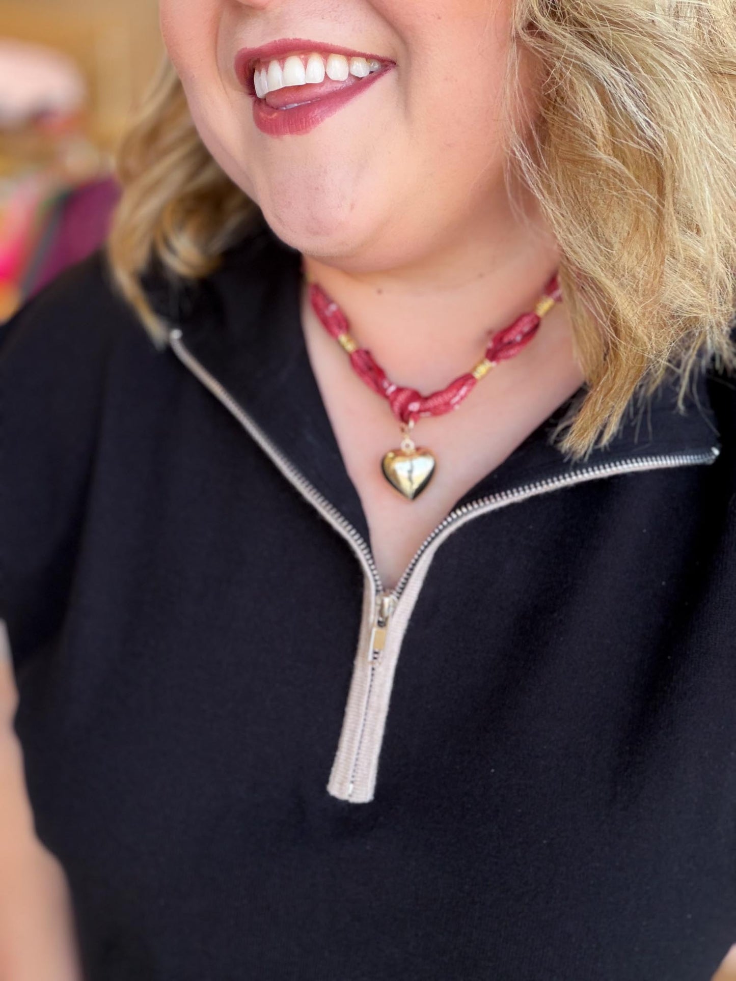 Puffy Heart Bandana Scarf Necklace