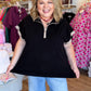 Weekend Retreat Curvy Black Half Zip Top