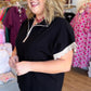 Weekend Retreat Curvy Black Half Zip Top