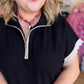 Weekend Retreat Curvy Black Half Zip Top
