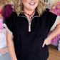 Weekend Retreat Curvy Black Half Zip Top