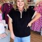 Weekend Retreat Curvy Black Half Zip Top