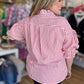 Weekend in the South Curvy Stripe Embroidered Top