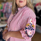 Weekend in the South Curvy Stripe Embroidered Top