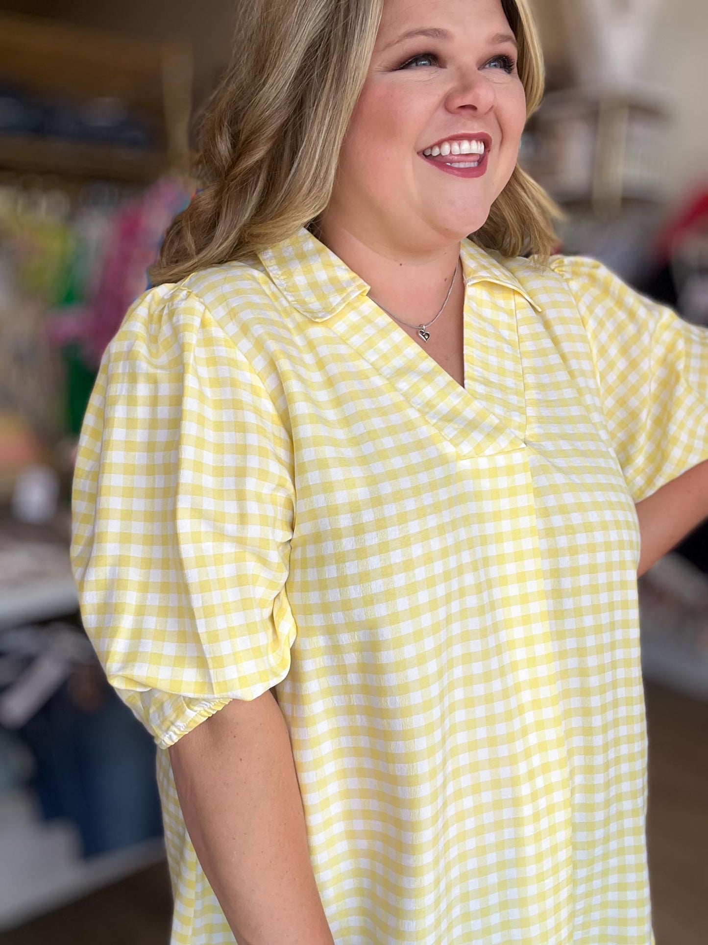 When Life Gives You Lemons Curvy Yellow Gingham Top