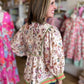 Whimsy Wisteria Curvy Ecru Floral Top