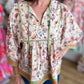 Whimsy Wisteria Curvy Ecru Floral Top