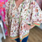 Whimsy Wisteria Curvy Ecru Floral Top