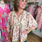 Whimsy Wisteria Curvy Ecru Floral Top
