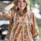 Whimsy Wisteria Curvy Terra Cotta Floral Top
