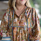 Whimsy Wisteria Curvy Terra Cotta Floral Top