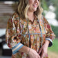 Whimsy Wisteria Curvy Terra Cotta Floral Top