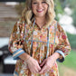 Whimsy Wisteria Curvy Terra Cotta Floral Top