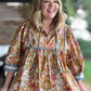 Whimsy Wisteria Curvy Terra Cotta Floral Top