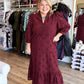 Whispers of Winter Burgundy Eyelet Midi Dress