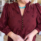 Whispers of Winter Burgundy Eyelet Midi Dress