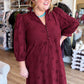 Whispers of Winter Burgundy Eyelet Midi Dress