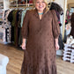 Whispers of Winter Curvy Brown Eyelet Midi Dress