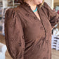 Whispers of Winter Curvy Brown Eyelet Midi Dress