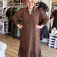 Whispers of Winter Curvy Brown Eyelet Midi Dress