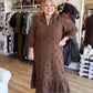 Whispers of Winter Curvy Brown Eyelet Midi Dress
