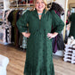 Whispers of Winter Curvy Dark Green Eyelet Midi Dress