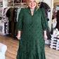 Whispers of Winter Curvy Dark Green Eyelet Midi Dress