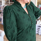 Whispers of Winter Curvy Dark Green Eyelet Midi Dress