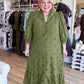 Whispers of Winter Curvy Olive Eyelet Midi Dress