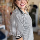White Collar Woman Curvy Black & White Ribbed Top