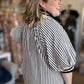 White Collar Woman Curvy Black & White Ribbed Top