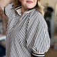 White Collar Woman Curvy Black & White Ribbed Top