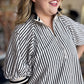 White Collar Woman Curvy Black & White Ribbed Top