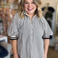 White Collar Woman Curvy Black & White Ribbed Top