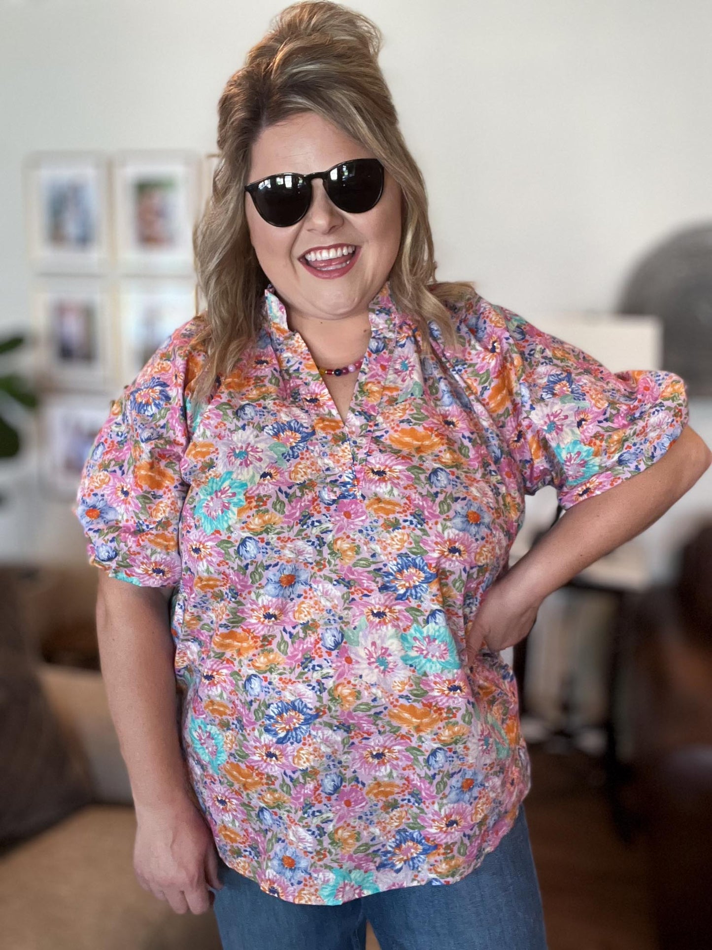 Wildflower Whimsy Curvy Peony Mix Floral Top