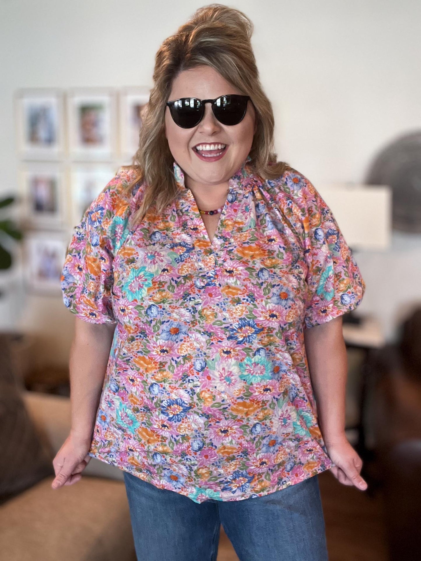 Wildflower Whimsy Curvy Peony Mix Floral Top