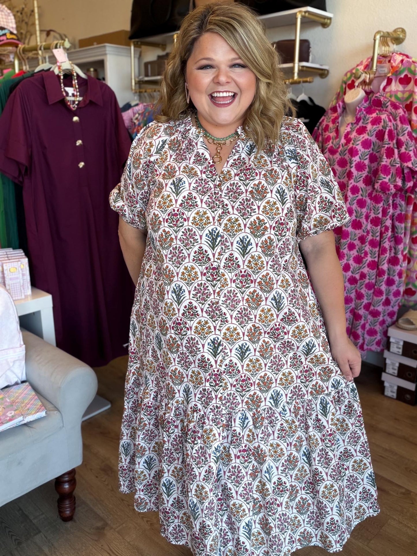 Wildflowers in the Fall Plus-Size Midi Dress