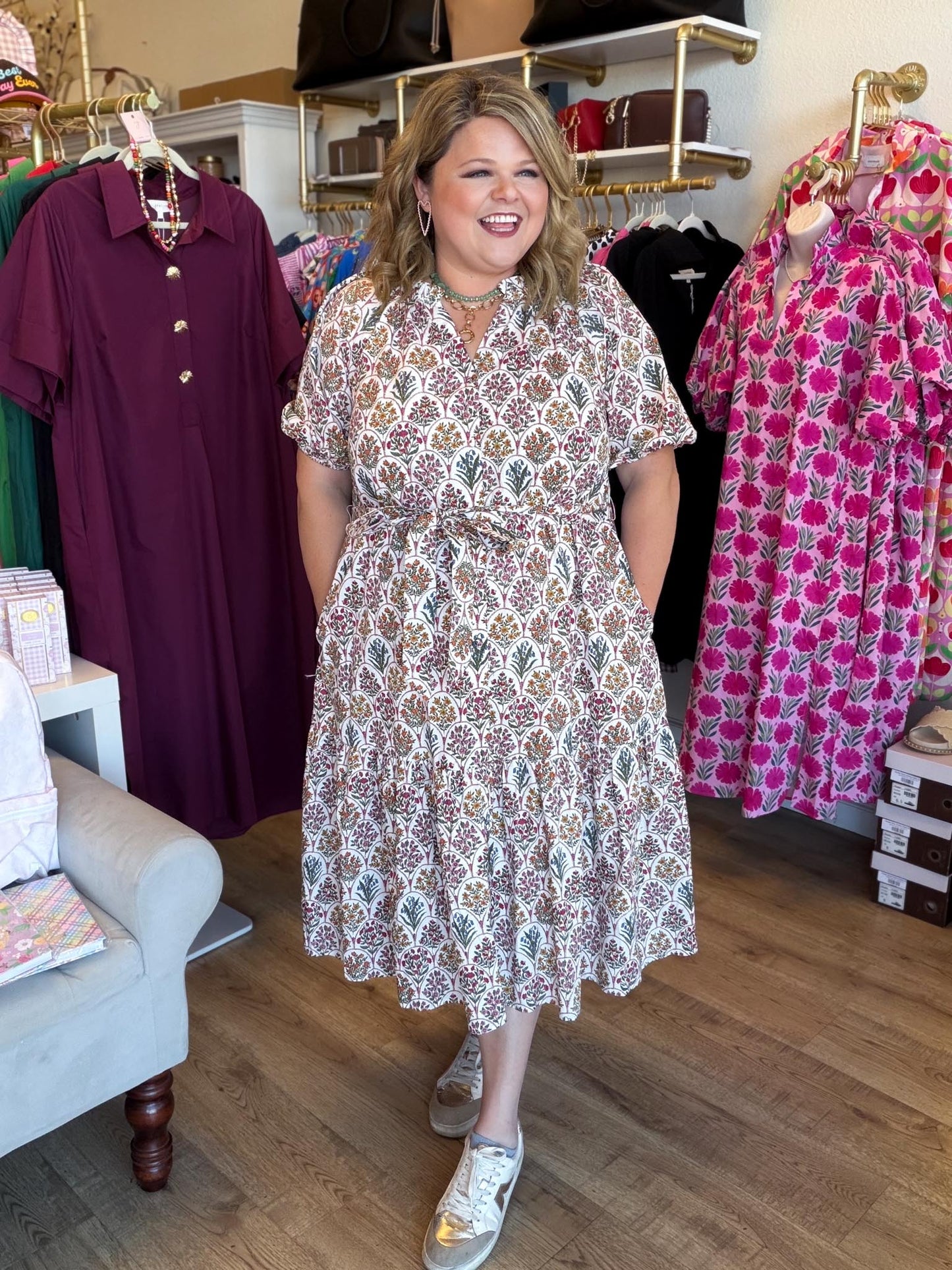 Wildflowers in the Fall Plus-Size Midi Dress