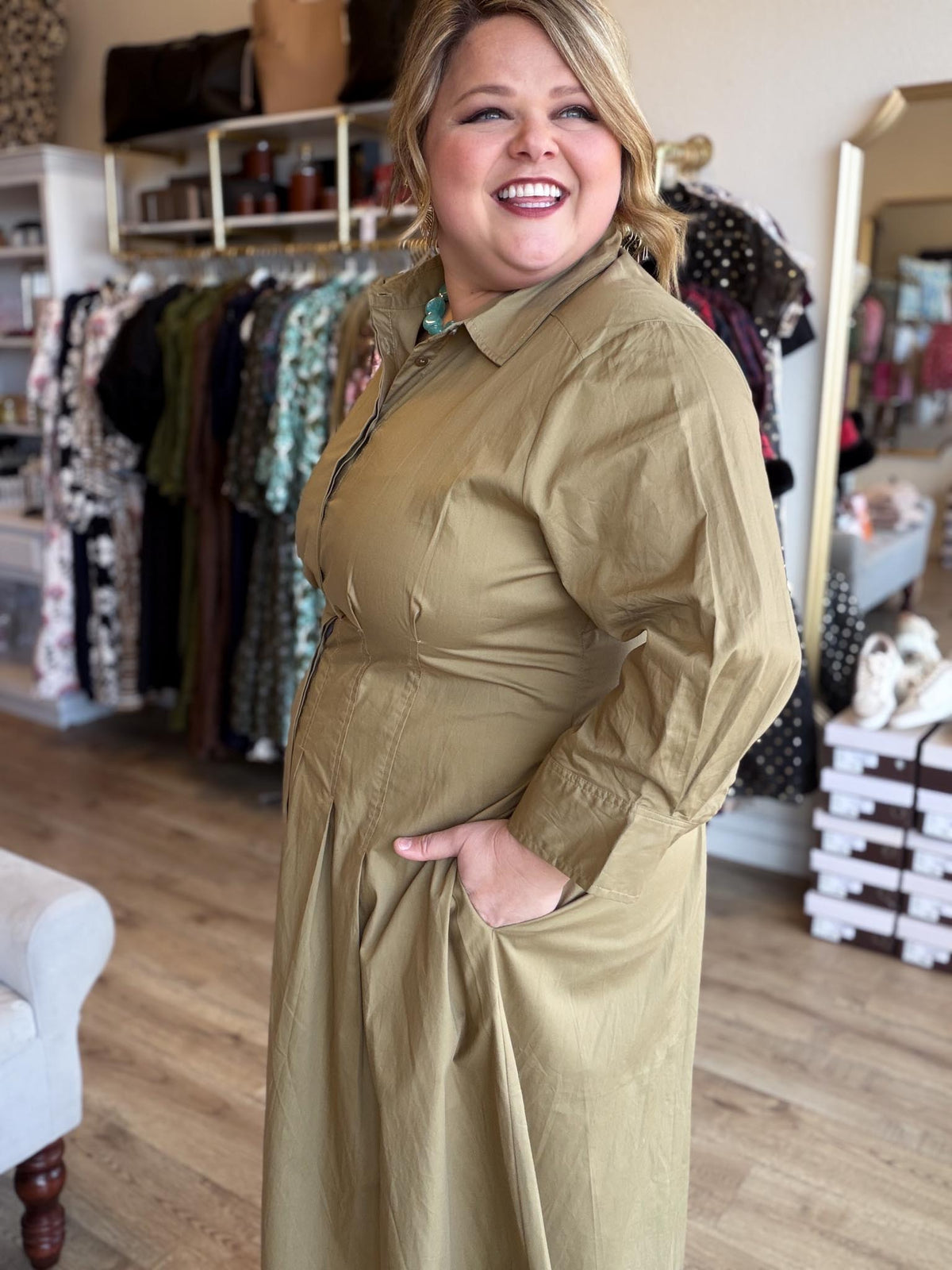Willow & Sage Plus-Size Thyme Button Down Midi Dress