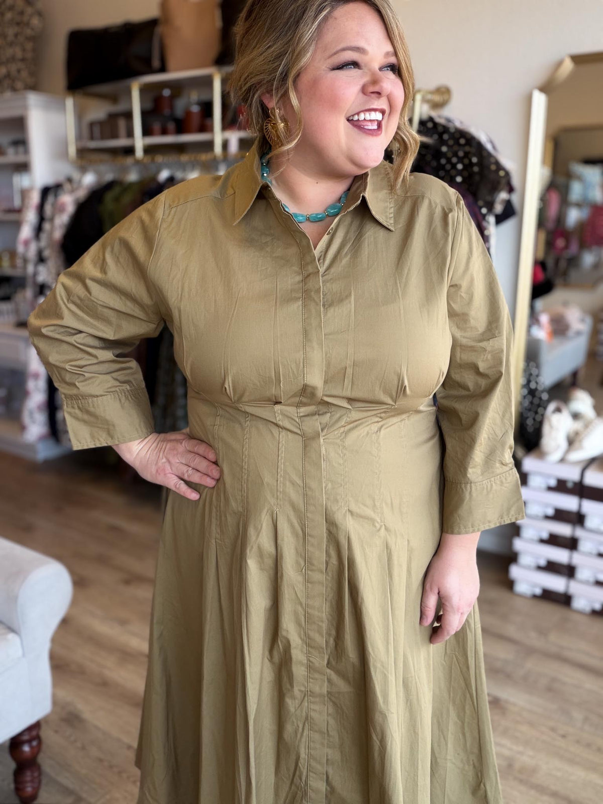 Willow & Sage Plus-Size Thyme Button Down Midi Dress
