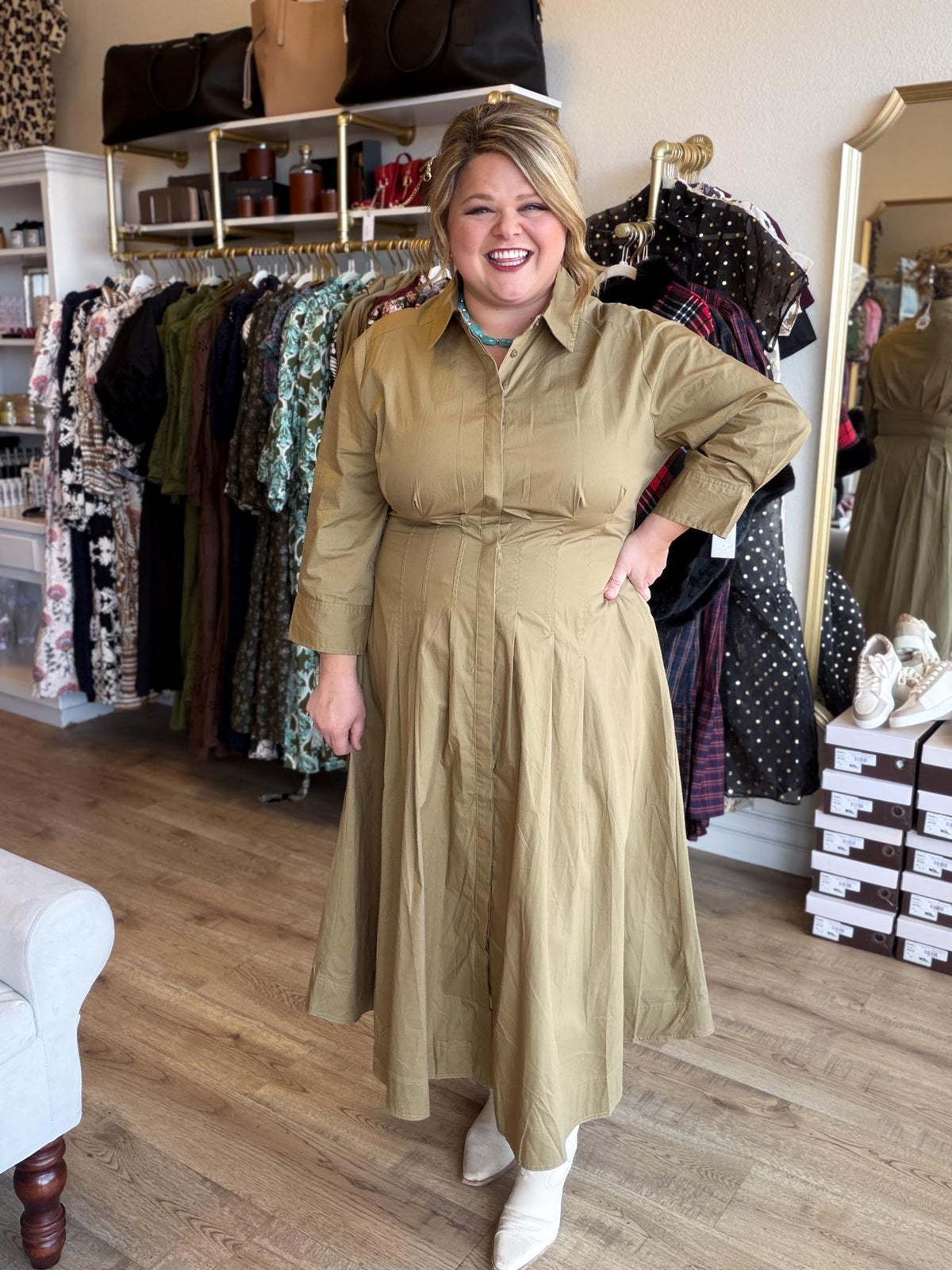 Willow & Sage Plus-Size Thyme Button Down Midi Dress
