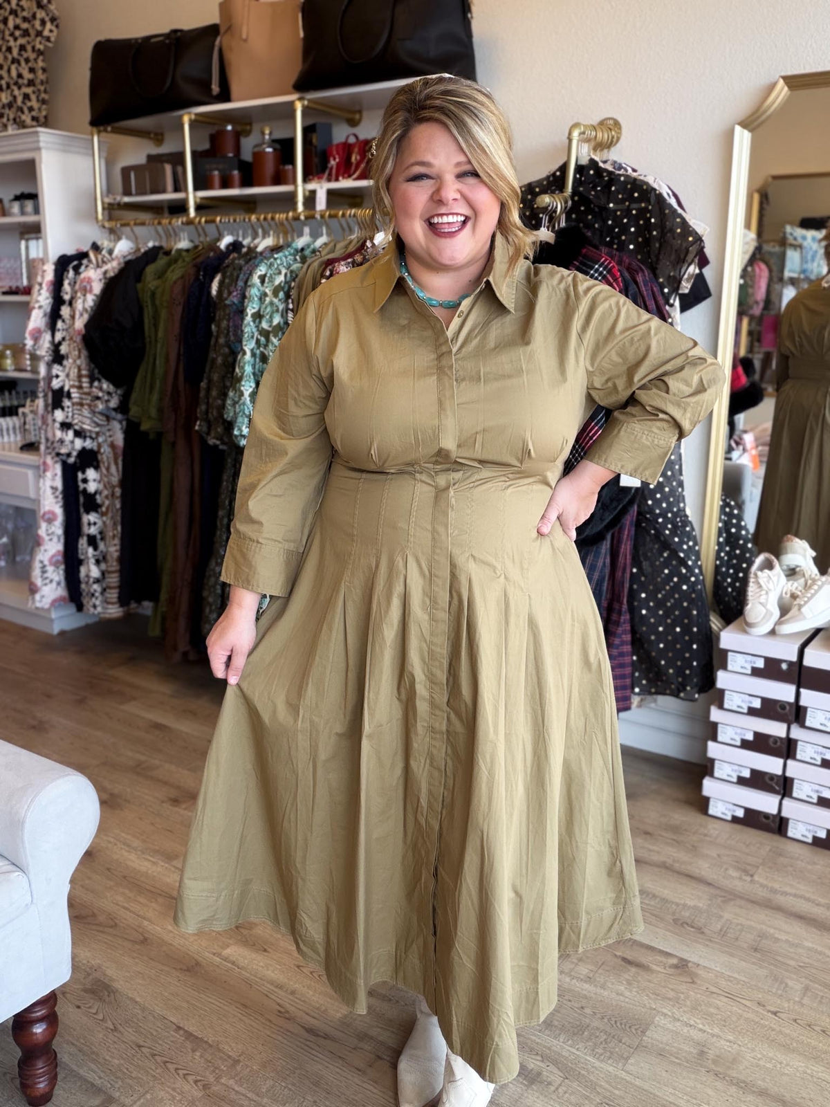 Willow & Sage Plus-Size Thyme Button Down Midi Dress