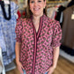 Wine & Whimsy Curvy Abstract Smocked Top