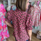 Wine & Whimsy Curvy Abstract Smocked Top