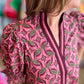 Wine & Whimsy Curvy Abstract Smocked Top