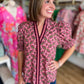 Wine & Whimsy Curvy Abstract Smocked Top