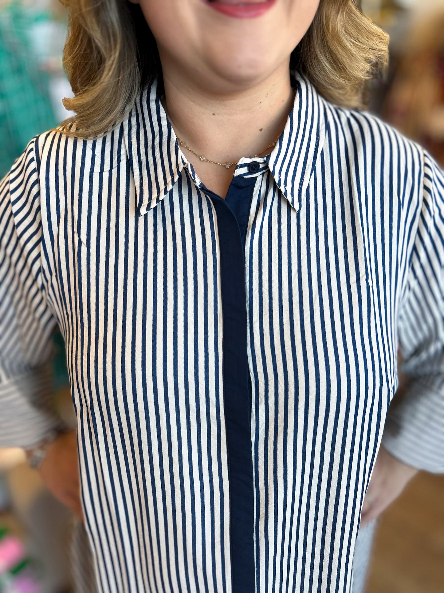 Winter Wonderland Curvy Indigo Stripe Maxi Dress