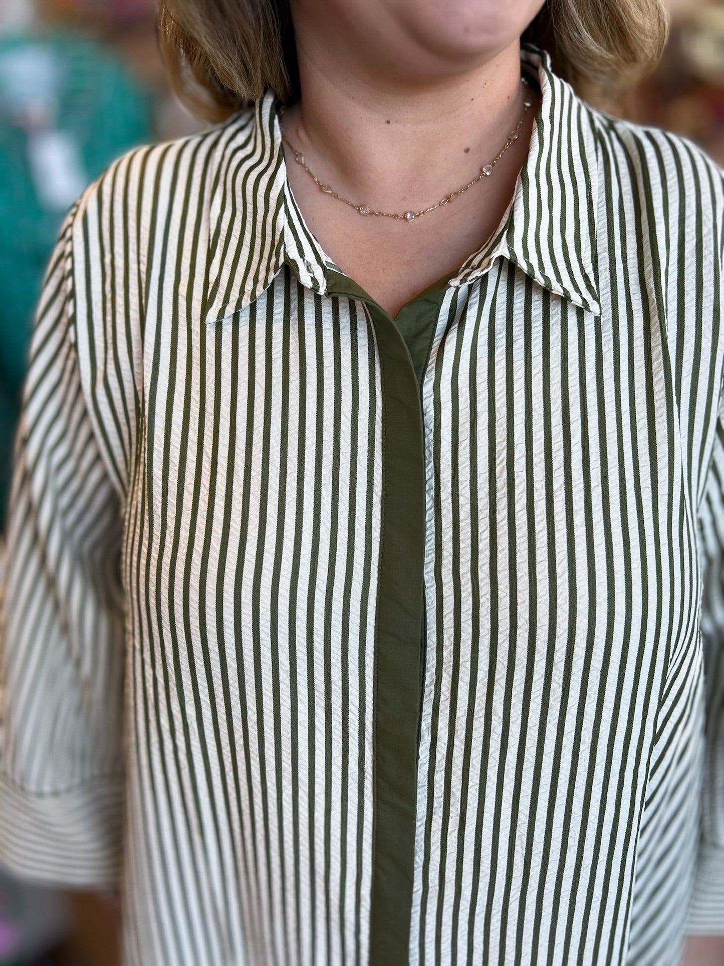 Winter Wonderland Curvy Olive Stripe Maxi Dress