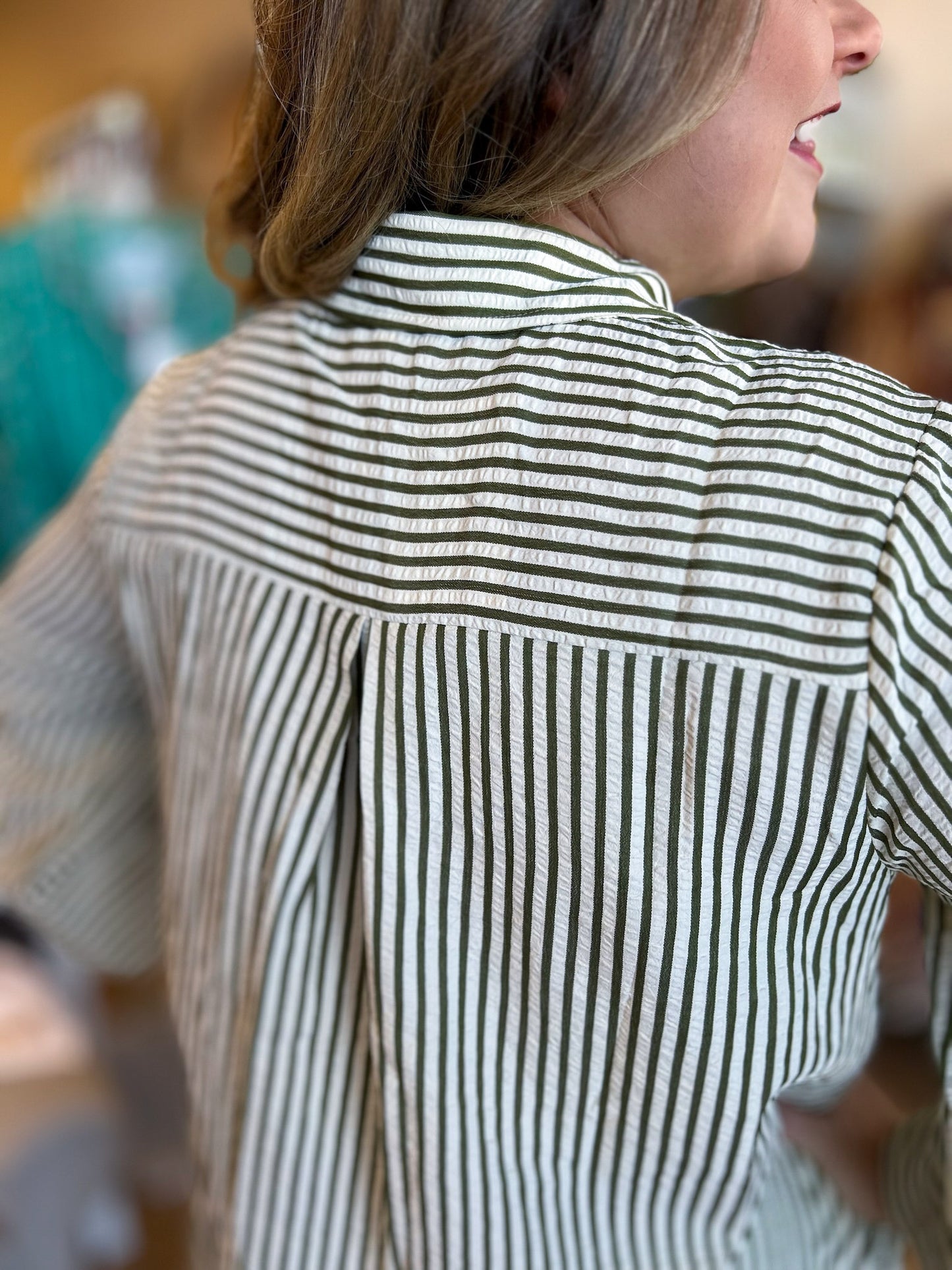 Winter Wonderland Curvy Olive Stripe Maxi Dress