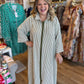 Winter Wonderland Curvy Olive Stripe Maxi Dress